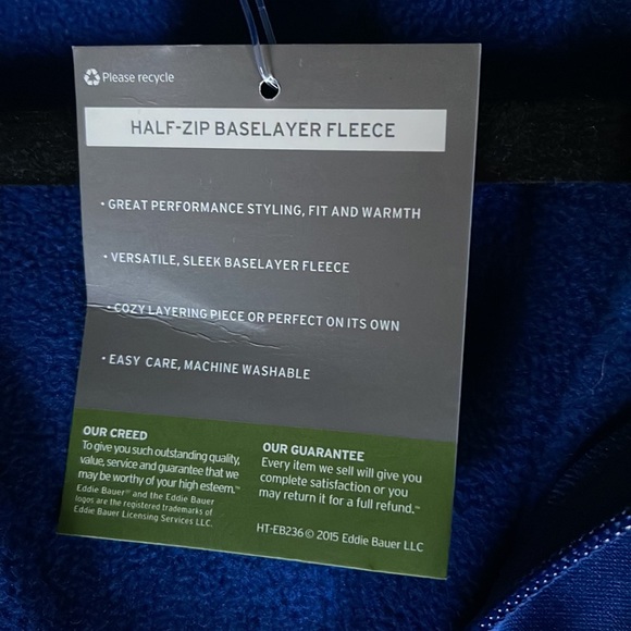 NWT Eddie Bauer Men's Blue Marvel Defenders 1/2 Zip Jacket Size XL - Picture 5 of 5